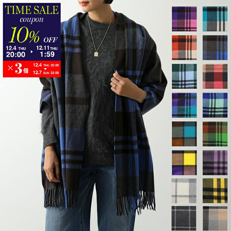 【10％OFFクーポン対象・12/4-20時～】Joshua Ellis ジョシュアエリス マフラー レディース Ripple Cashmere Scarf カシミヤ 大判 ストール チェック 柄 ショール CPG カラー20色【cp_ten】