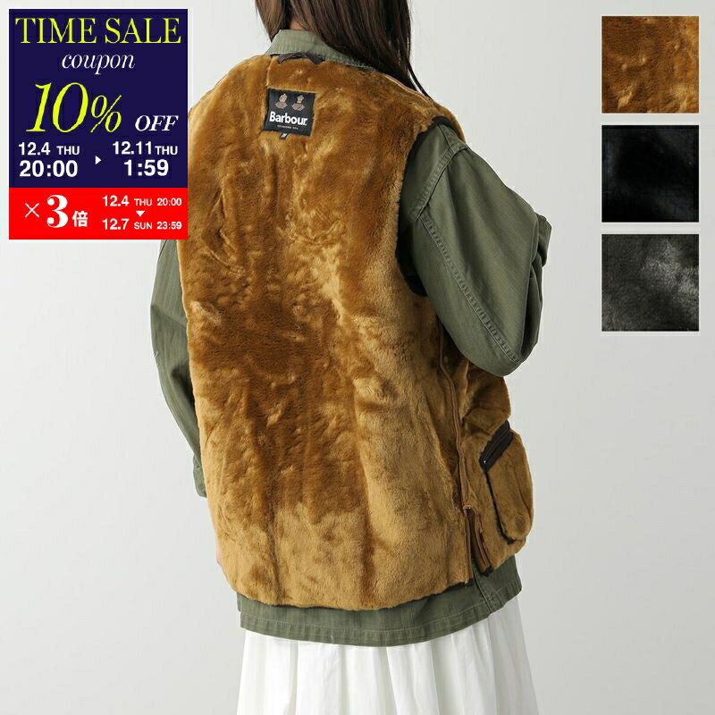 【10％OFFクーポン対象・12/4-20時～】Barbour バブアー パイルライナー MLI0004 WARM PILE WAISTCOAT ZIP IN LINER レディース フロントジップ ファーベスト ジレ フェイクファー カラー2色【cp_ten】