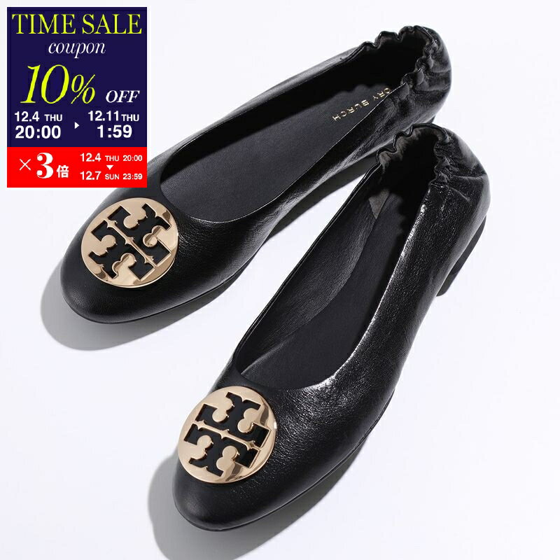 【10％OFFクーポン対象・12/4-20時～】TORY BURCH トリーバーチ パンプス CLAIRE BALLET クレア バレエ 147379 レディース レザー バレエシューズ ダブルT ロゴ 靴 BLACK/BLACK/GOLD/001【cp_ten】