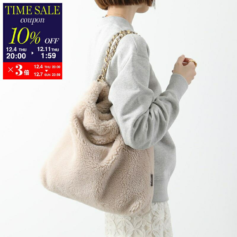 【10％OFFクーポン対象・12/4-20時～】VIOLAd'ORO ヴィオラドーロ トートバッグ ELMO エルモ M V-8680 レディース エコムートン エコファーバッグ チェーン ボア 鞄 カラー2色【cp_ten】のサムネイル