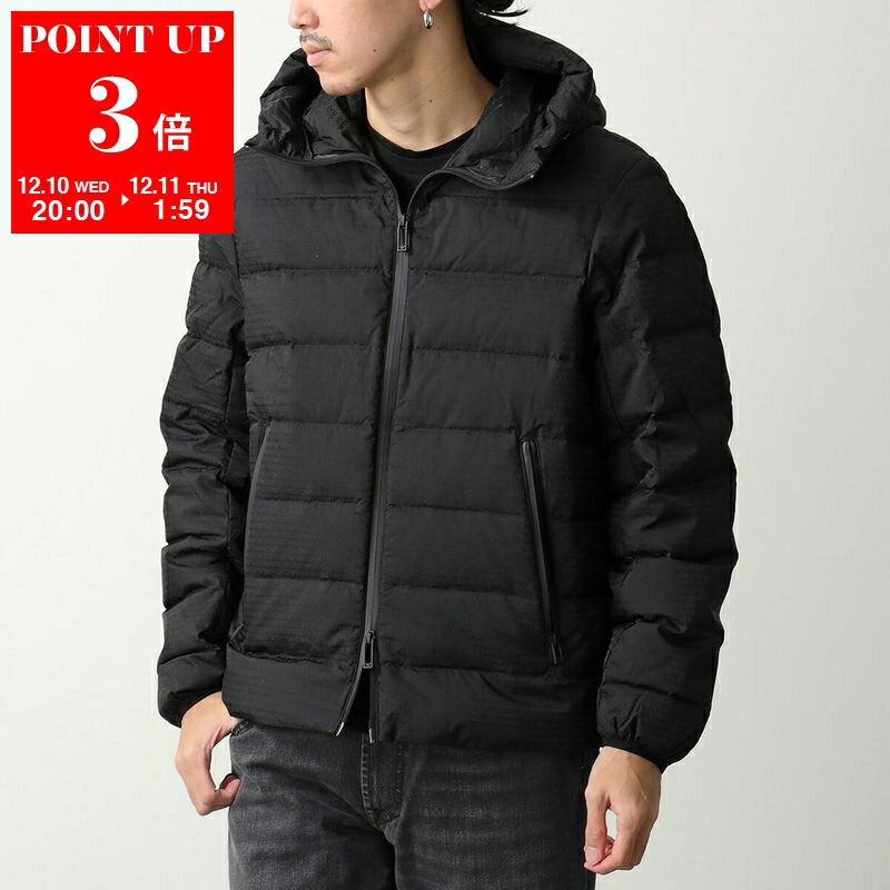 楽天インポートセレクトmuseeEMPORIO ARMANI エンポリオアルマーニ ダウンジャケット PIUMINO EM003043 AF15384 メンズ ナイロン フード付き ジャカードロゴ 総柄 UC001/BLACK-BEAUTY