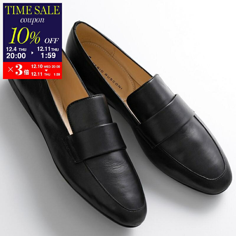 【10％OFFクーポン対象・12/11-1時59分迄】FABIO RUSCONI ファビオルスコーニ ローファー 3170 NATUR レディース レザー フラット シューズ パンプス アーモンドトゥ 靴 NERO【cp_ten】