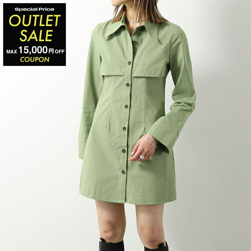 【2,000円OFFクーポン対象・12/26-9時59分迄】GHOSPELL ゴスペル ワンピース Zola Storm Flap Dress レディース ミニ丈 シャツワンピース チュニック コットン 長袖 Butterfly-Green【outlet】