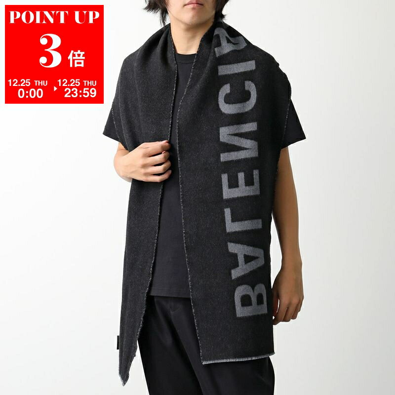 BALENCIAGA バレンシアガ マフラー 530047 420B0 メンズ ウール ストール 大判 ロゴ 1260