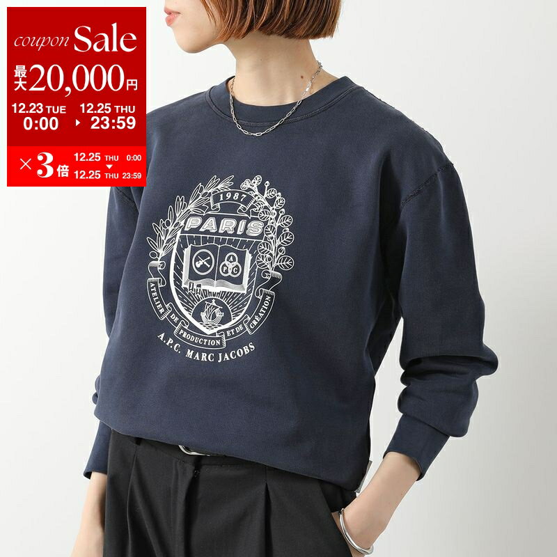 【最大2万円OFFクーポン対象・12/23～25限定】APC A.P.C. × MARC JACOBS アーペーセー マークジェイコブス コラボ スウェット shrunken fit シュランケン COHKQ F37001 レディース 長袖 トレーナー クルーネック 裏起毛 ロゴ IAK 【dc_kikaku】