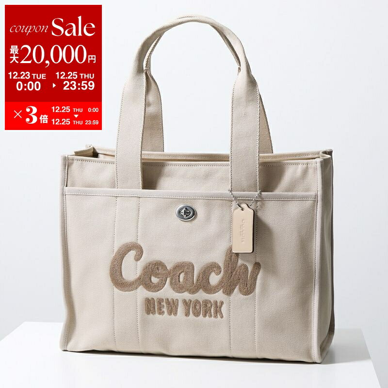 【最大2万円OFFクーポン対象・12/23～25限定】COACH コーチ トートバッグ CARGO TOTE 42 カーゴトート CP163 レディース ロゴ刺繍 ショッピングバッグ キャンバス 鞄 LH/DARK-NATURAL【dc_kikaku】