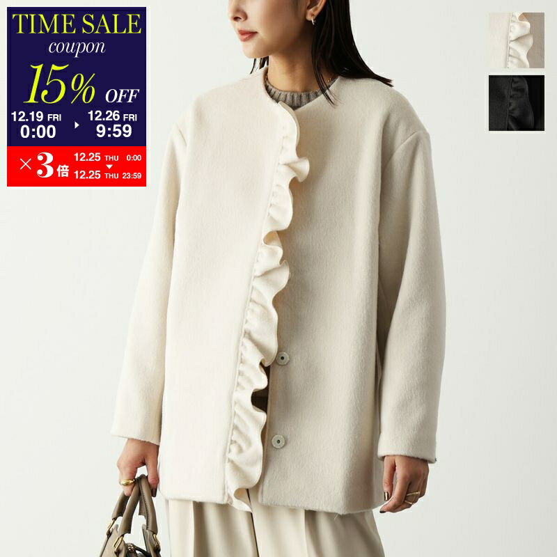 【15％OFFクーポン対象・12/26-9時59分迄】PICCIN ピッチン ノーカラーコート 907460 レディース フロントフリル ミディ丈 セレモニー対応可 カラー2色【cp_fifte】