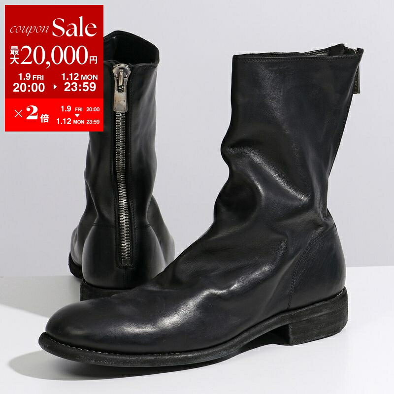 【最大2万円OFFクーポン対象・1/12-23時59迄】GUIDI グイディ バックジップブーツ 988 メンズ ホースレザー フルグレイン ミドル 靴 BLKT