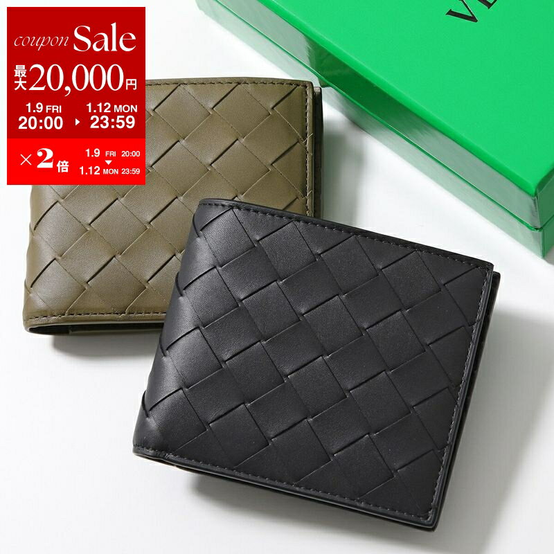 【最大2万円OFFクーポン対象・1/9-20時～】BOTTEGA VENETA ボッテガヴェネタ 二つ折り財布 605721 743211 VCPQ4 メンズ イントレチャート レザー 小銭入れなし ミニ財布 カラー8色 605721VCPQ48984
