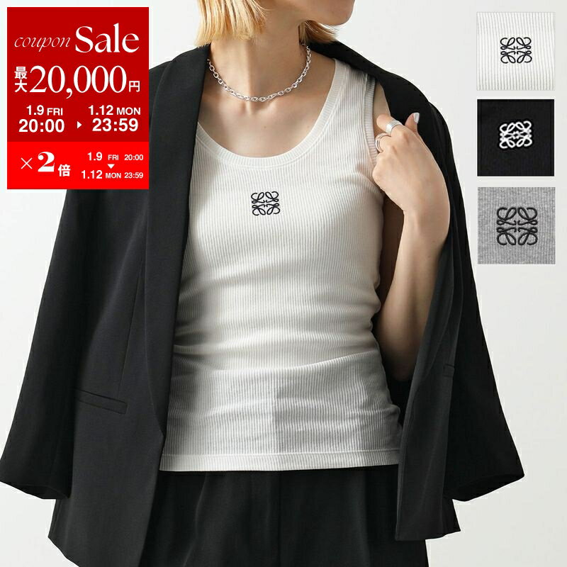 【最大2万円OFFクーポン対象・1/12-23時59迄】LOEWE ロエベ ノースリーブ S359Y23X84 S540Y07XA2 レディース タンクトップ アナグラム刺繍 リブ コットン カラー3色