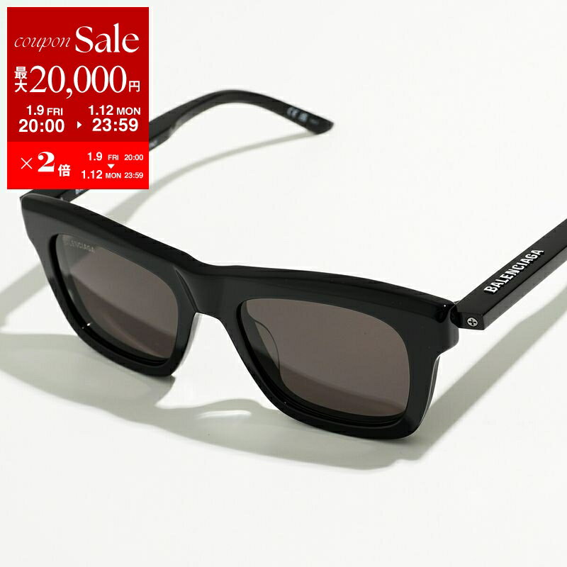 【最大2万円OFFクーポン対象・1/9-20時～】BALENCIAGA バレンシアガ サングラス BB0161S メンズ スクエア型 眼鏡 ロゴ セルフレーム アイウェア 黒縁メガネ 001/BLACK-BLACK-GREY