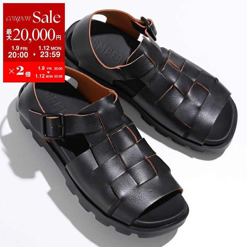 【最大2万円OFFクーポン対象・1/12-23時59迄】CAMPER カンペール グルカサンダル Brutus Sandal ブルートゥス K201397-005 レディース レザー 軽量 EXTRALIGHT シューズ 靴 005/Black