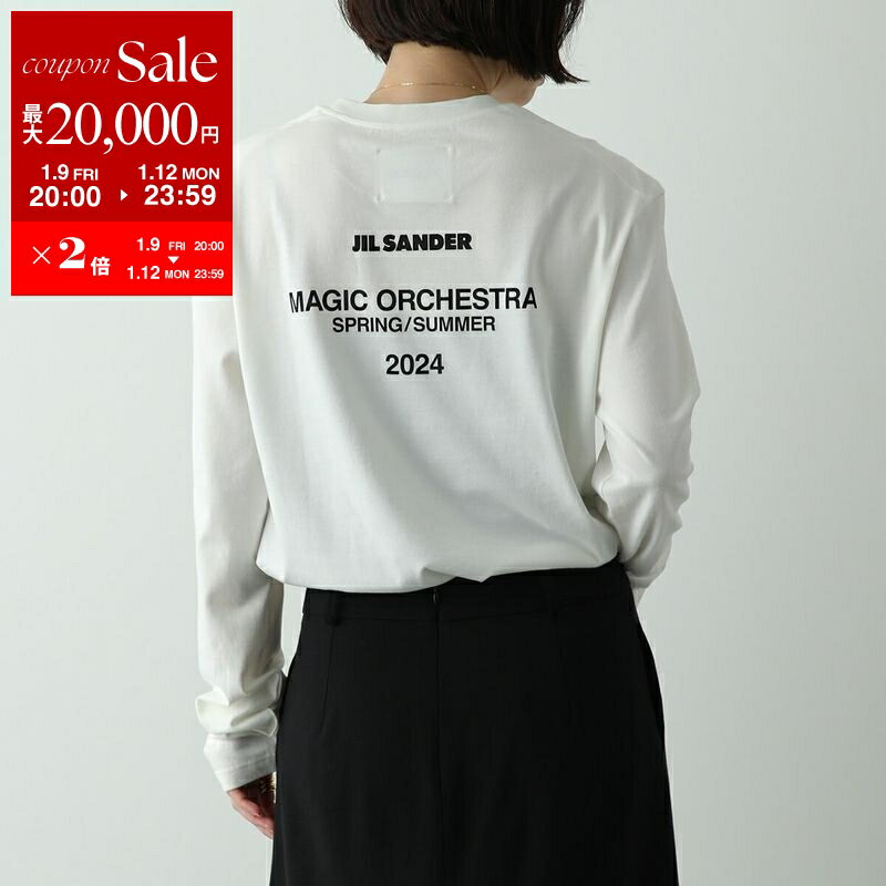 新品 定価9万JIL SANDER ホワイト 長袖 シャツ トップス Tシャツ JIL SANDER ホワイト長袖カットソー Jil Sander』ロゴプリント