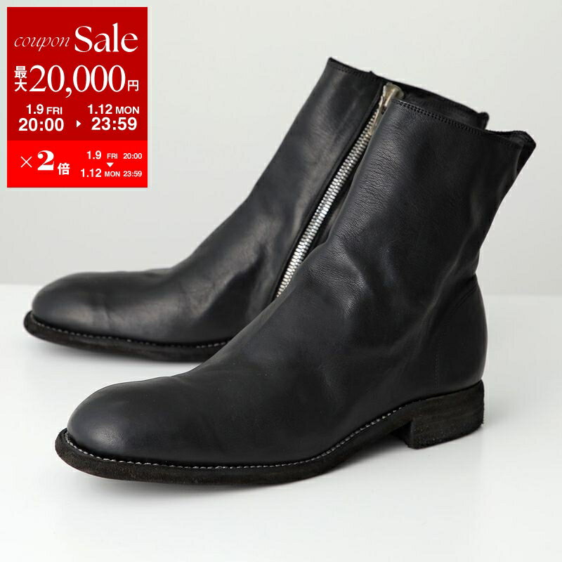 【最大2万円OFFクーポン対象・1/12-23時59迄】GUIDI グイディ サイドジップブーツ 696 メンズ ホースレザー Vibram ビブラムソール フルグレイン ショートブーツ シューズ 靴 BLKT