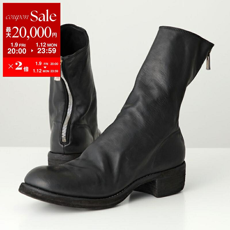【最大2万円OFFクーポン対象・1/12-23時59迄】GUIDI グイディ バックジップブーツ 788Z メンズ ホースレザー フルグレイン ハーフブーツ ミドル Vibram ビブラムソール シューズ 靴 BLKT
