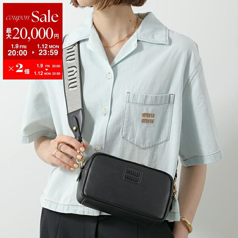 【最大2万円OFFクーポン対象・1/9-20時～】MIUMIU ミュウミュウ ショルダーバッグ 5BH225 2F8K レディース レザー クロスボディ カメラバッグ クラッチバッグ ロゴ 鞄 F0002/NERO