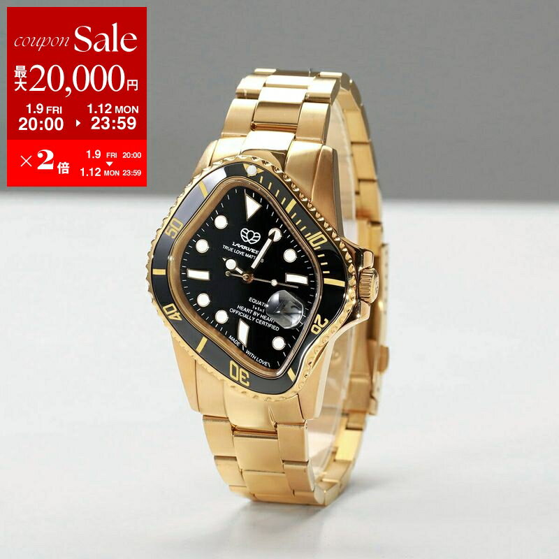 LAARVEE 自動巻き時計 ブラックゴールド LAARVEE 腕時計 PEA001 流線型 アナログ時計 （GBLK/ゴールド×ブラック