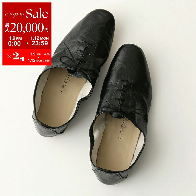 PORSELLI ポルセリ フラットシューズ JAZZ 99 PELLE レディース ジャズシューズ レースアップ ラウンドトゥ レザー 靴 NERO
