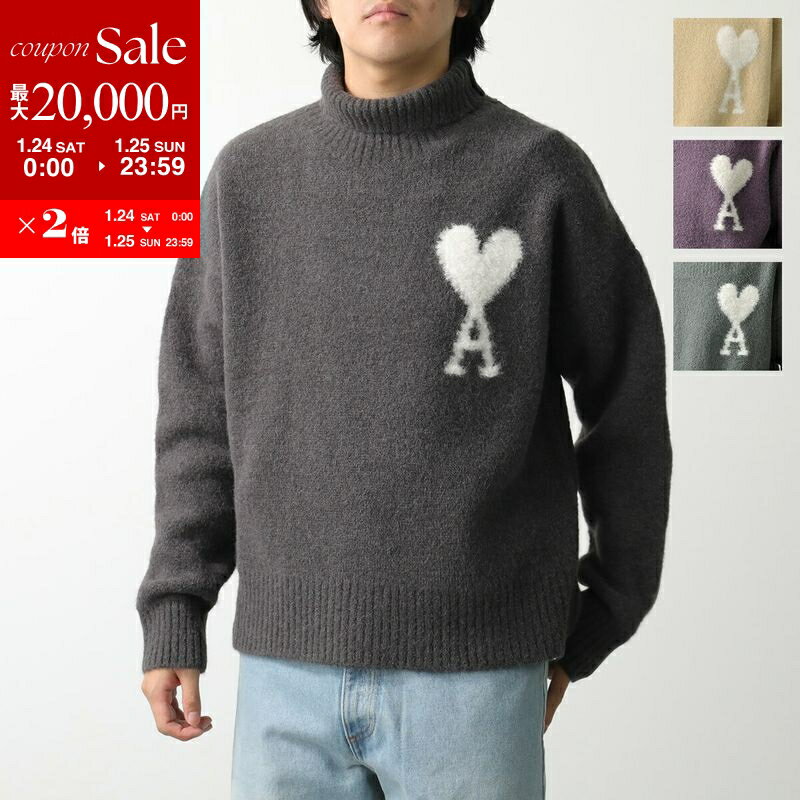 【最大2万円OFFクーポン対象・1/24～25限定】ami paris アミパリス セーター UKS425.KN0032 メンズ ニット アルパカブレンド 長袖 ハートロゴ タートルネック カラー4色