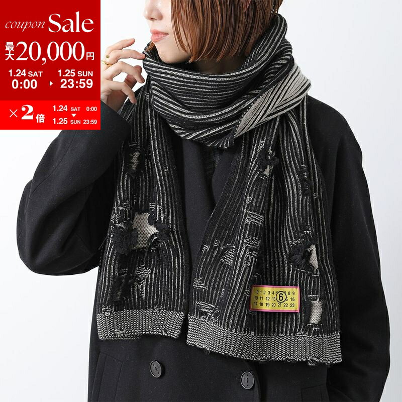 【最大2万円OFFクーポン対象・1/24～25限定】MM6 エムエムシックス メゾンマルジェラ マフラー S62TE0051 M13076 レディース メンズ ストール ナンバリングロゴ ナイロン混ウール 961