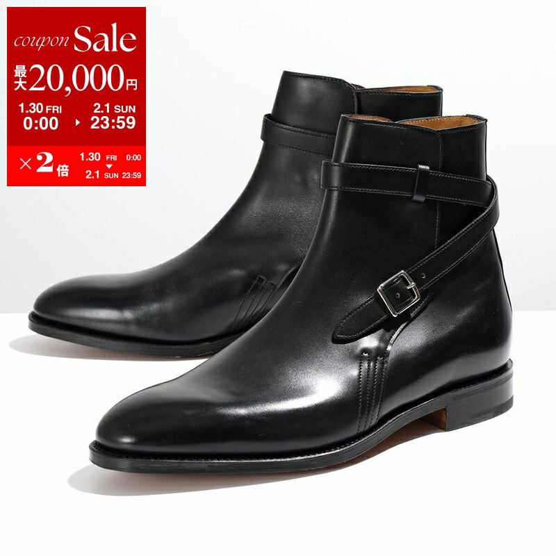 【最大2万円OFFクーポン対象・1/30～2/1限定】JOHN LOBB ジョンロブ ジョッパーブーツ ABBOT アボット 400041L CALF H/W メンズ レザー クロスストラップ アーモンドトゥ ワイズE 革靴 BLACK
