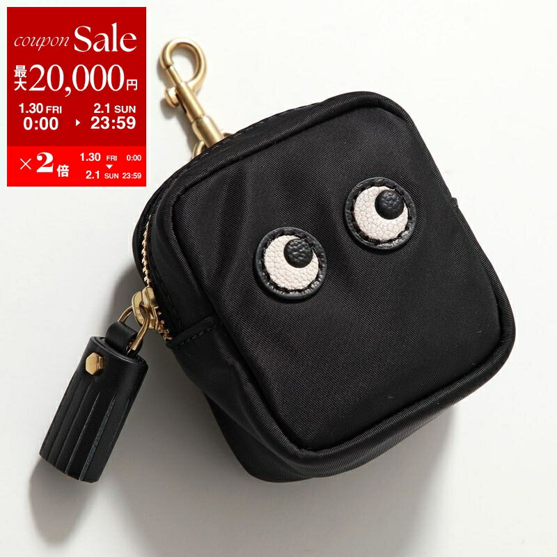 【最大2万円OFFクーポン対象・1/30～2/1限定】ANYA HINDMARCH アニヤハインドマーチ イヤホンケース アイズ イヤホン ポーチ 193610 レディース ナイロン エアーポッズ エアポッズ BLACK 5050925193610