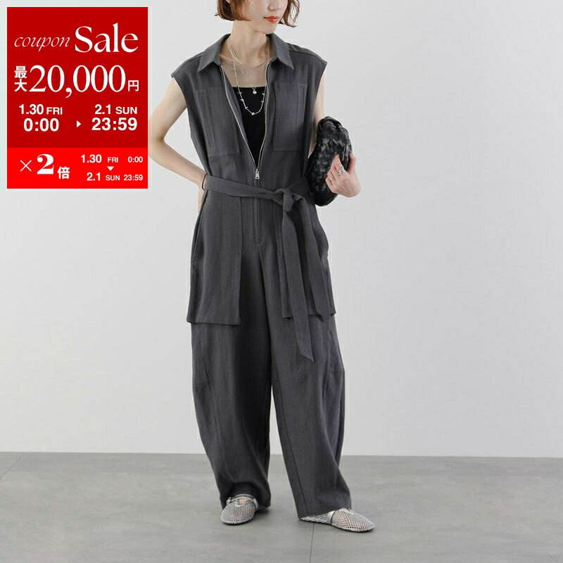 【最大2万円OFFクーポン対象・1/30～2/1限定】PRIORITY プライオリティ オールインワン P52042HW レディース コクーン コンビネゾン ノースリーブ カラー2色