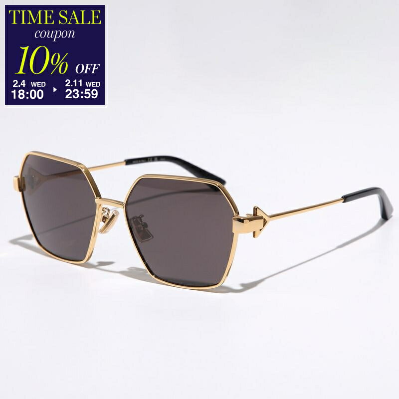 【10％OFFクーポン対象・12/26-9時59分迄】BOTTEGA VENETA ボッテガヴェネタ サングラス BV1224S レディース メンズ ポリゴン型 メタルフレーム 細フレーム フルリム クリングスタイプ アジアンフィット 002/GOLD-GOLD-GREY【cp_ten】(4.0)