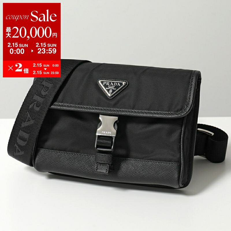 【最大2万円OFFクーポン対象・2/15限定】PRADA プラダ スマートフォンケース 2ZH108 2DMH メンズ レディース ReNylon サフィアーノレザー ショルダーストラップ付き スマホケース ショルダーバッグ ポシェット ネックポーチ 鞄 F0002/NERO【po_sannn】