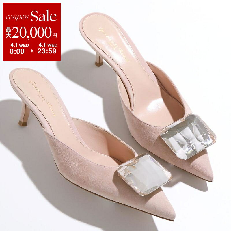 【最大2万円OFFクーポン対象・4/1限定】Gianvito Rossi ジャンヴィトロッシ ミュール JAIPUR MULE 55 G93009 55RIC CAM レディース ジェムストーン スウェード 5.5cm 靴 PEACH