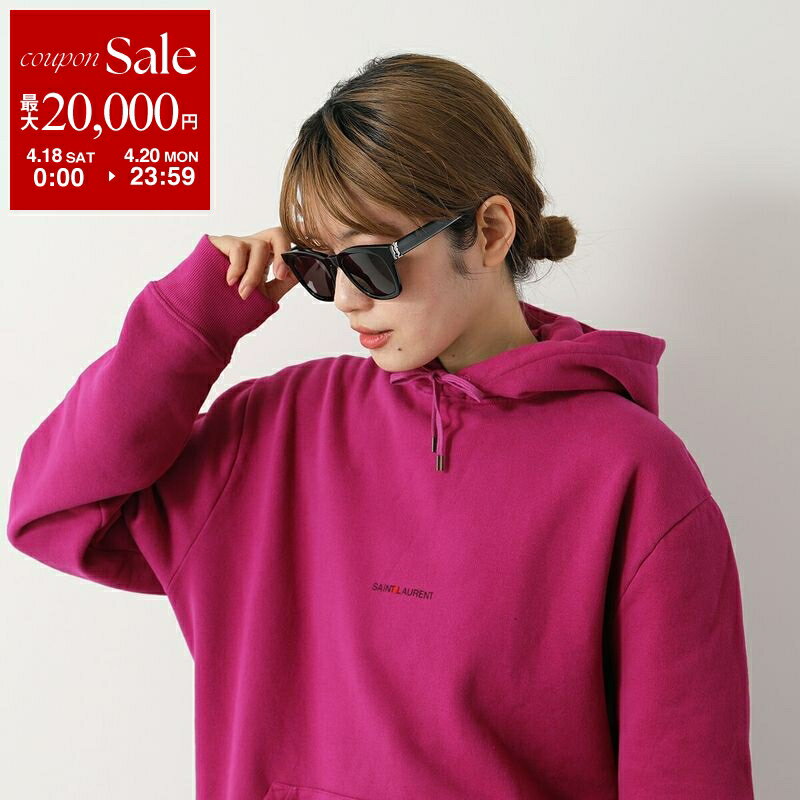 [최대 2 만엔 OFF 쿠폰 대상 · 4/18 ~ 4/20 한정] SAINT LAURENT 썬 로랑 파커 666164 YBQZ2 여성 풀오버 치비 로고 스웨트 뒷 기모 오버 사이즈 컬러 2 색