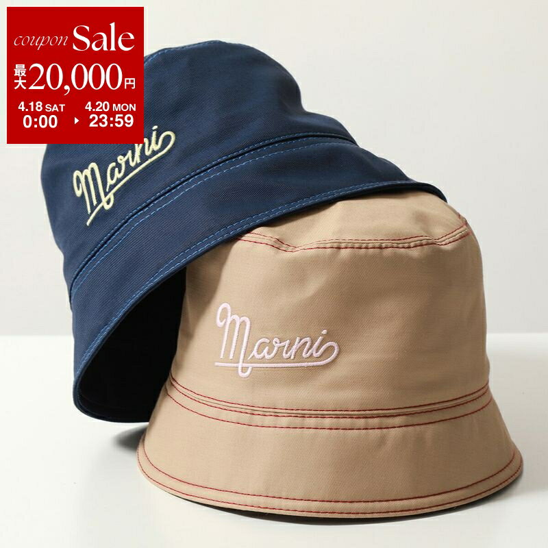 [최대 2만엔 OFF 쿠폰 대상·4/18~4/20 한정]MARNI 마르니 버킷 모자 CLMC0055S1 UTN903 레이디스 로고 자수 스티치 모자 칼라 2색