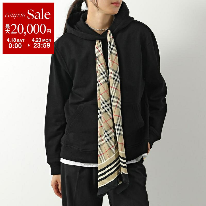【最大2万円OFFクーポン対象・4/18～4/20限定】BURBERRY バーバリー パーカー FERN SILK CHK 8066972 レディース プルオーバー スウェット スカーフ バーバリーチェック 長袖 A1189/BLACK