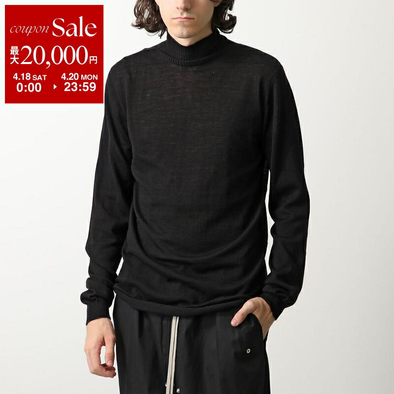 [최대 2 만엔 OFF 쿠폰 대상 · 4/18 ~ 4/20 한정] Rick Owens 릭 오웬스 니트 RU02D6624 M 남성 울 터틀넥 백 라인 탑스 긴 소매 라이트 스웨터 09 / BLACK