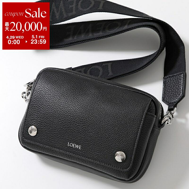LOEWE ロエベ レザー ボディバッグ アナグラムパッチ ブラック スペイン製 LOEWE ロエベ アナグラム レザー バニティ ミニバッグ トップハンドル