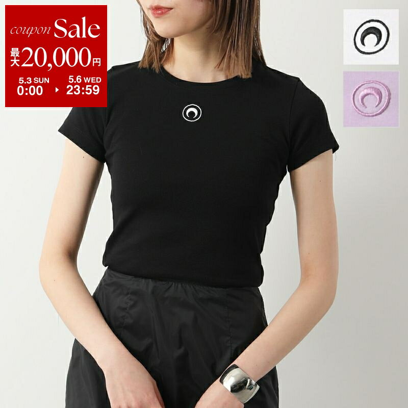 MARINE SERREブラック クロップドTシャツ Sサイズ Moon Logo Ribbed Jersey Cropped Top • Marine Serre