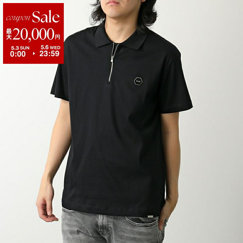 【最大2万円OFFクーポン対象・5/3～5/6限定】BALR. ボーラー Tシャツ Hex-Series Polo B1122.1040 メンズ 半袖 ストレッチ 撥水 メタルロゴ コットン Jet-Black