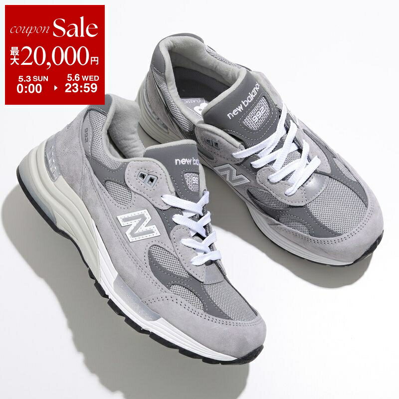 【最大2万円OFFクーポン対象・5/3～5/6限定】New Balance ニューバランス スニーカー Made in USA 992 Core U992GY レディース ローカット Dウィズ スウェード メッシュシューズ 厚底 靴 グレー