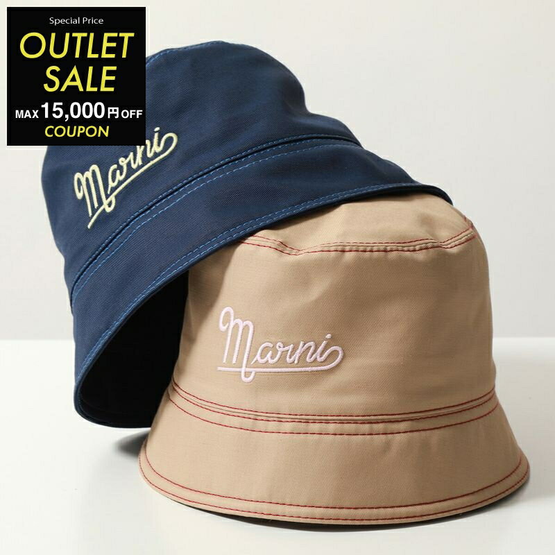 [¥4,000 OFF Coupon Available - Valid from May 15th, 23:59] MARNI Bucket Hat CLMC0055S1 UTN903 Women's Logo Embroidery Stitch Hat, 2 Colors [Outlet]