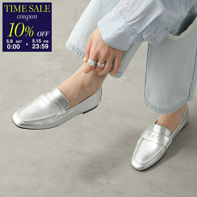 【10％OFFクーポン対象・5/9-0時～】CORSO ROMA 9 コルソローマ ローファー PAOLA4000 レディース レザー フラット シューズ メタリックカラー 靴 ARGENT【cp_ten】