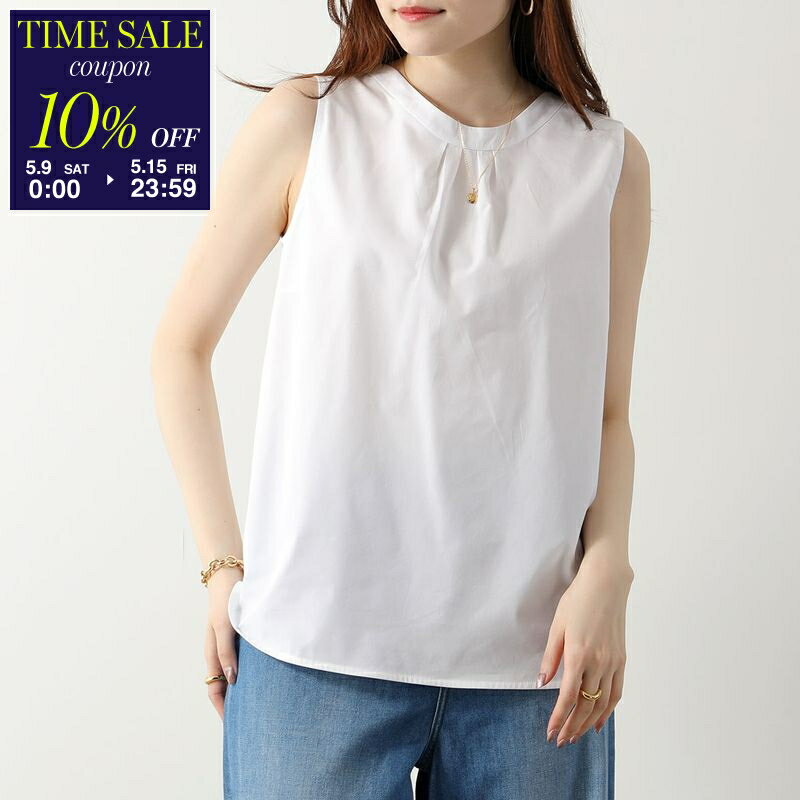 【10％OFFクーポン対象・5/15-23時59分迄】S MAX MARA エス マックスマーラ ノースリーブブラウス OFELIA オフェリア レディース ピュア コットン ポプリン トップ タンクトップ タイ 001【cp_ten】