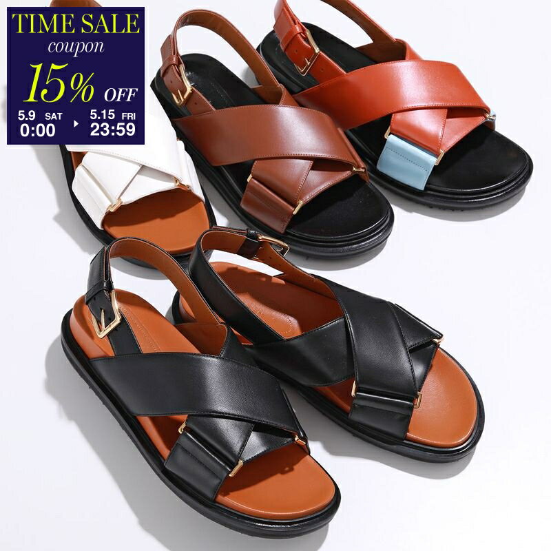 【15％OFFクーポン対象・5/9-0時～】MARNI マルニ サンダル FBMS005201 P4545 P3614 レディース レザー フスベット クリスクロスサンダル バックストラップ フラットシューズ 靴 カラー8色【cp_fifte】
