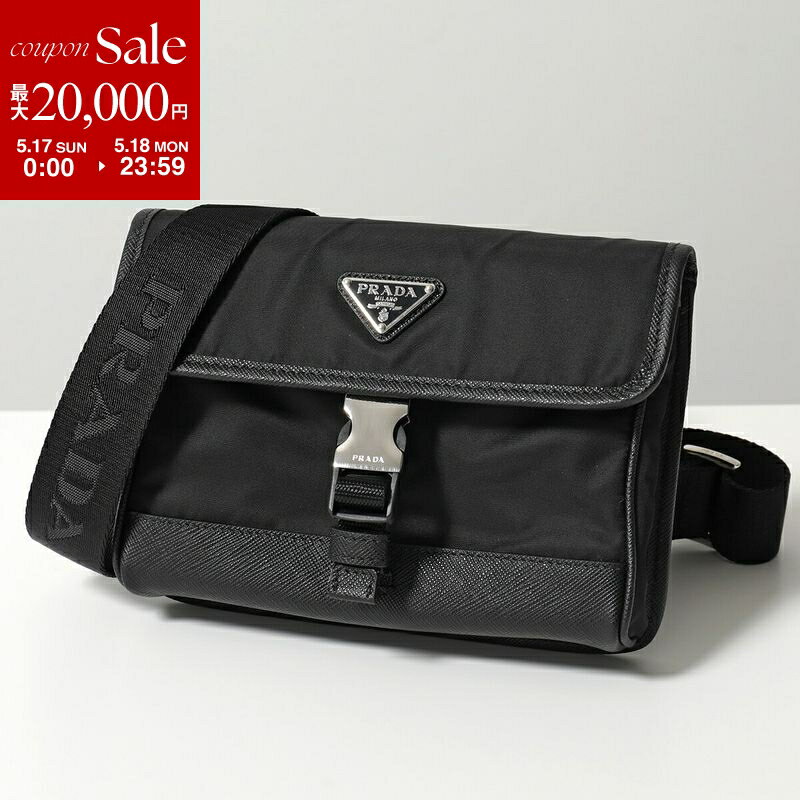 【最大2万円OFFクーポン対象 5/17～5/18限定】PRADA プラダ スマートフォンケース 2ZH108 2DMH メンズ レディース ReNylon サフィアーノレザー ショルダーストラップ付き スマホケース ショルダーバッグ ポシェット ネックポーチ 鞄 F0002/NERO