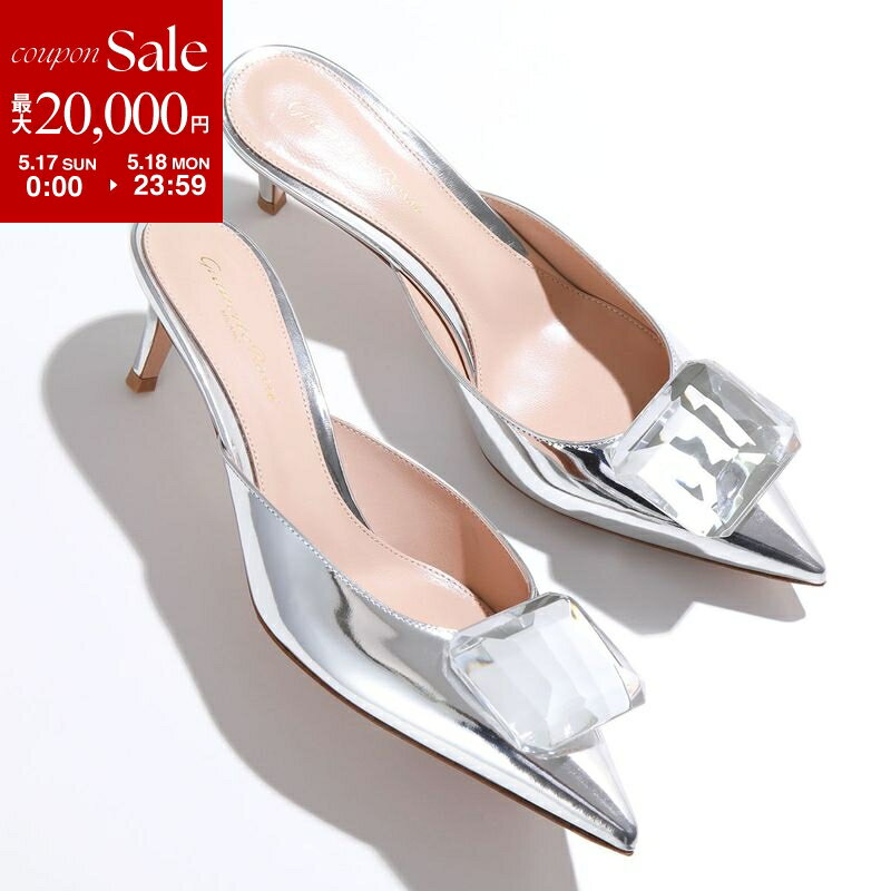 【最大2万円OFFクーポン対象・5/17～5/18限定】Gianvito Rossi ジャンヴィトロッシ ミュール JAIPUR MULE 55 G93009 55RIC MET レディース サンダル ジェムストーン 5.5cm 靴 METAL-SILVER