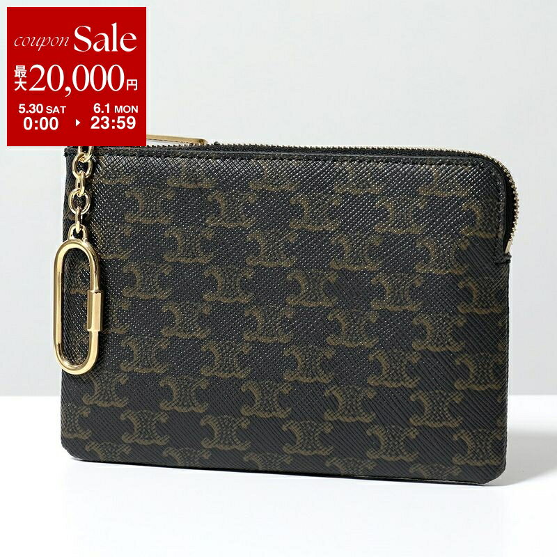 【最大2万円OFFクーポン対象・5/30～6/1限定】CELINE セリーヌ 10C662BTA.38NO レディース トリオンフ柄 レザー キーリング付き コインケース カードケース ミニ財布 フラグメントケース Black
