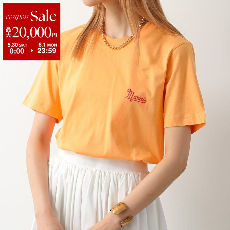 Rakuten - 【最大2万円OFFクーポン対象・5/30～6/1限定】MARNI マルニ Tシャツ 【1枚単品】THJE0211X0 UTCZ68 レディース 半袖 クルーネック カットソー コットン ロゴ刺繍 カラー3色
