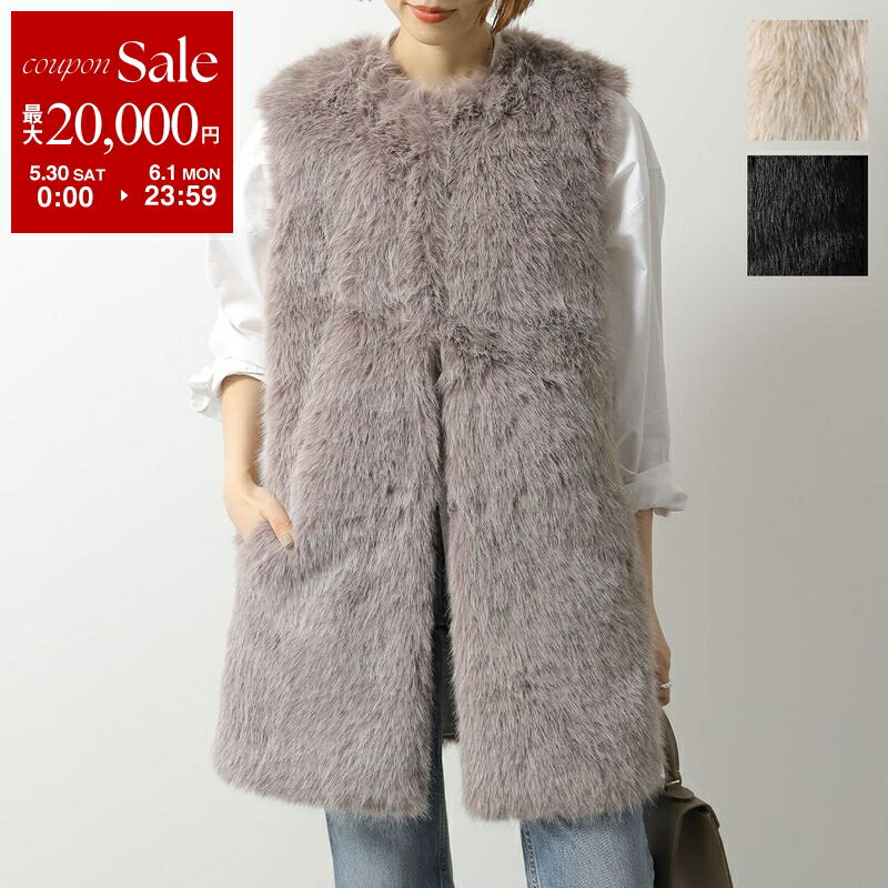 Rakuten - 【最大2万円OFFクーポン対象・5/30～6/1限定】HERNO Resort ヘルノ リゾート ファーベスト GC00065DR 12627 レディース エコファー ジレ セミロング丈 カラー3色
