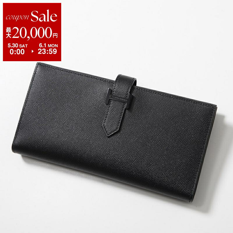 Rakuten - 【最大2万円OFFクーポン対象・5/30～6/1限定】HERMES エルメス 二つ折り長財布 Bearn Souffle ベアン スフレ MONOCHROME モノクローム H085915CH メンズ マダム レザー K刻印 Hメタルロゴ BK金具 SO-BLACK/ソーブラック