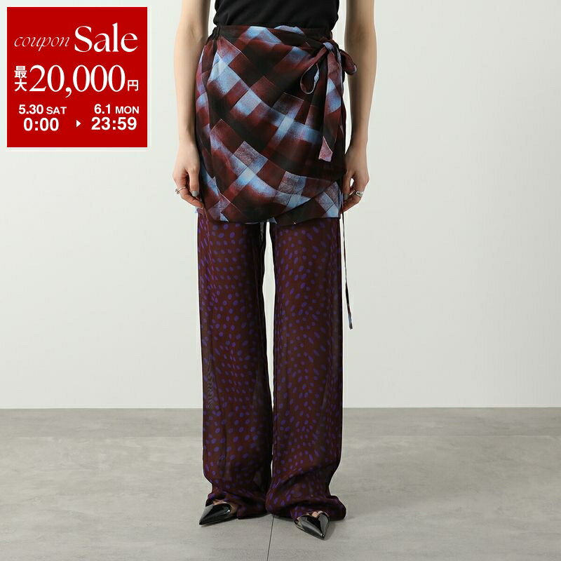 Rakuten - 【最大2万円OFFクーポン対象・5/30～6/1限定】DRIES VAN NOTEN ドリスヴァンノッテン パンツ PRITTY 010953 2252 レディース 水玉 チェック柄 プリント スカート レイヤー ストレート 357/AUB