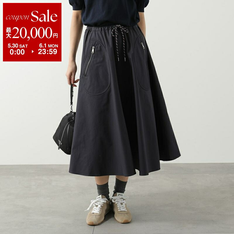 Rakuten - 【最大2万円OFFクーポン対象・5/30～6/1限定】MONCLER モンクレール スカート 2D00013 54ARP レディース ミディ丈 コットン ナイロン 混紡素材 ロゴ 742